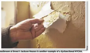  ??  ?? Bathroom at Bronx’s Jackson Houses is another example of a dysfunctio­nal NYCHA.