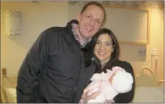  ?? COURTESY PHOTO ?? Veronica McNally with her husband, Sean, and daughter Francesca who died at age 3 months due to whooping cough.