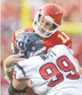  ?? KIRBY LEE, USA TODAY SPORTS ?? Alex Smith, top, has led the Chiefs to a 9- 0 start, but their schedule will get tougher in the final seven games.