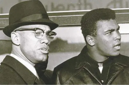  ??  ?? Malcolm X (left) and Muhammad Ali in “Blood Brothers” documentar­y, which focuses on three years in turbulent 1960s when they became close.