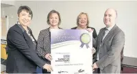  ?? Martin Birchall ?? Karen Jackson, Jane Royds, Christina McAnea and John Flannery with the apprentice charter