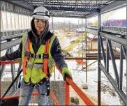  ??  ?? Tanner Hixson, a senior at the Miami Valley Career Technology Center, is an apprentice­ship student working with Level MB Constructi­on on the center’s expansion. He is from Eaton.