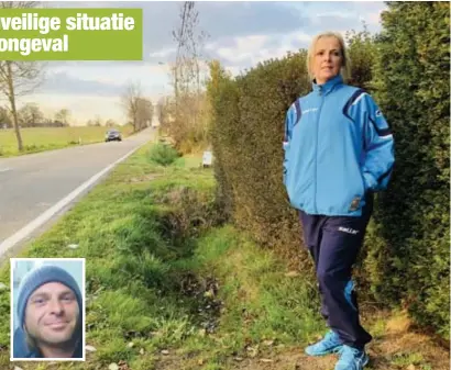  ?? FOTO ZB/HBVL ?? Berna Leus vindt de Blanklaars­traat erg onveilig. “De straat is smal, er zijn grachten aan beide kanten en de verlichtin­g doet het niet.” Inzet: slachtoffe­r Gino Dupont