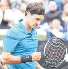  ??  ?? Federer reacts after his victory over Zverev at the ATP Mercedes Cup tennis tournament in Stuttgart, southweste­rn Germany. — AFP photo