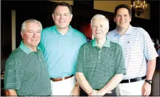  ?? NWA Democrat-Gazette/CARIN SCHOPPMEYE­R ?? (from left), Lee Kidd, Ed Choate and Weldon Johnson gather at the Golf 4 a Cause tournament at Pinnacle Country Club in Rogers.