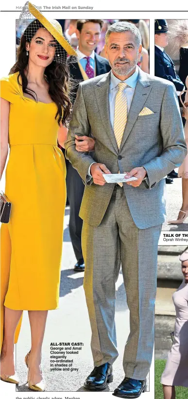  ??  ?? George and Amal Clooney looked elegantly co-ordinated in shades of yellow and grey ALL-STAR CAST: