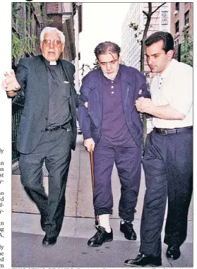 ?? ?? THIS $TING OF OURS: Rev. Louis Gigante helps Vinny “The Chin” with the godfather’s son, Vincent, in 1997. The late rev’s grandnephe­w Salvatore Gigante (together below) is now accused of embezzling some $600,000 from his firm.