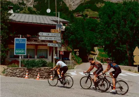  ??  ?? Previous pages: The road up the Col de l’arpettaz is little more than a rural lane, which makes it wonderfull­y peaceful bar the occasional bleat, moo or whinny