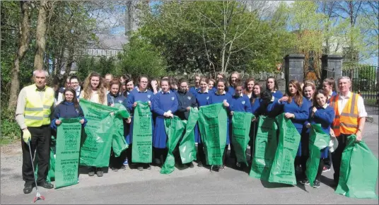 ??  ?? A litter-picking project by St Brigid’s Presentati­on Secondary School for Killarney Tidy Towns.