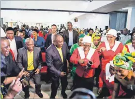  ??  ?? Praise be: President Cyril Ramaphosa gets down at the Central Methodist Church in Durban earlier this week. Photo Delwyn Verasamy