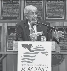  ?? AP PHOTO ?? In this Aug. 3, 2018, file photo, W. Cothran “Cot” Campbell speaks during induction ceremonies for the National Museum of Racing and Hall of Fame in Saratoga Springs, N.Y.