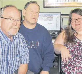  ??  ?? From left, Allan Stevenson, Joe Andrew and Dana Andrew have a passion for people with mobility issues.  