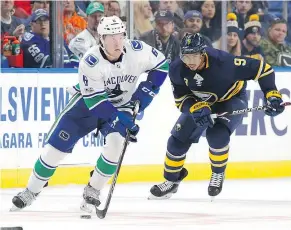  ?? — GETTY IMAGES FILES ?? Brock Boeser made a splash in his NHL debut last spring and has continued that strong play so far this season.