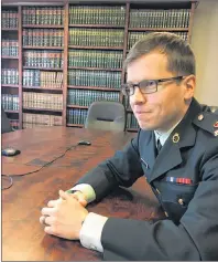  ?? CP PHOTO ?? Prosecutor Maj. Dominic Martin is shown at the court martial of former reservist Andreas Felipe Florian-Rodriguez in Halifax Monday.