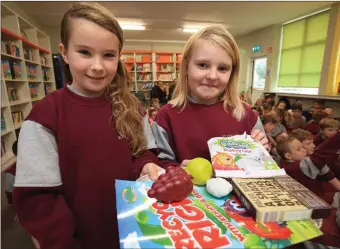  ?? Melanie Lynch and Ava Riordan helping to Launch the new KWD Recycling “Recycle Right” initiative at Fossa National School. Photo by Valerie O’Sullivan. ??