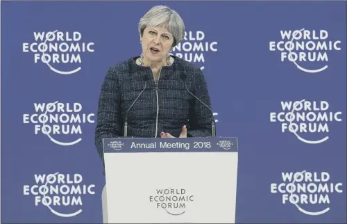  ?? PICTURE: MARKUS SCHREIBER/AP PHOTO. ?? VISION: Theresa May said she wanted to make the UK a world leader in innovative technologi­es, including artificial intelligen­ce.