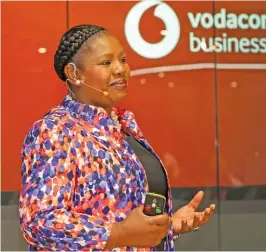  ?? SUPPLIED ?? Dr Ntombi Mhangwani, executive head of marketing for Vodacom Business, at the launch of a new campaign to help businesses understand the benefits of technology in order to thrive.