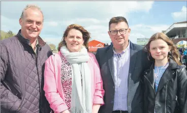  ?? (Pic: John Ahern) ?? VALUABLE SPONSORSHI­P FROM COOLAGOWN STUD: L-r: Liam Fennessy from Fermoy, with representa­tives of Coolagown Stud, who sponsored the first race at last Monday’s ‘Racing Home For Easter Festival’ in Cork Racecourse, Mallow - Olivia, David and Evie Stack.