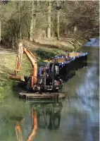  ?? PHOTO: WACT ?? Restoratio­n in progress on the Wey & Arun Canal at Compasses Bridge.