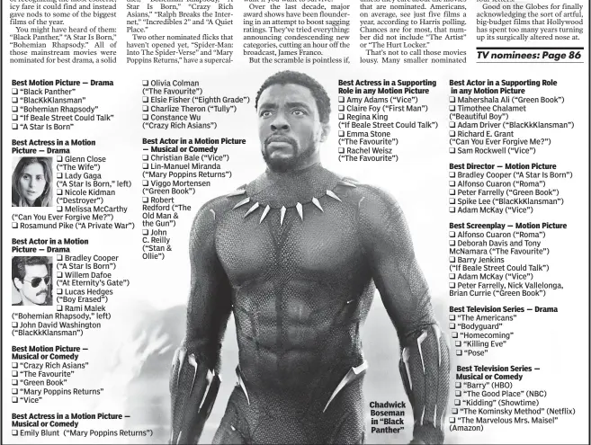  ??  ?? Chadwick Boseman in “Black Panther”