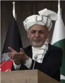  ?? SARFARAZI
FOTO: TT-AP/HAMED ?? Afghanske presidente­n Ashraf Ghani vid den konferens där han presentera­de sina planer för en fredsproce­ss.