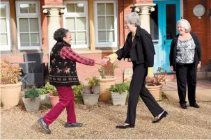  ?? ?? Theresa May MP at the Haven of Rest Almshouses. Ref:135007-12