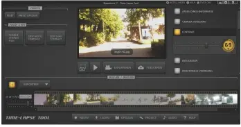  ??  ?? De Time-Lapse Tool kan van de fotoserie een filmpje maken. De gratis versie is beperkt tot een resolutie van 480p, maar de betaalde versies gaan tot HD, Full HD en 4K. Je kunt er ook verschille­nde effecten mee toevoegen, zoals contrast aanpassen,...