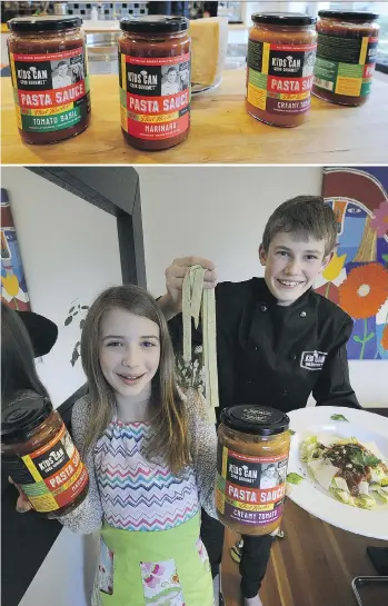  ?? MARK VAN MANEN ?? Chloe and Skylar Sinow have been on Dragons’ Den and have their have pasta sauces in several independen­t grocers. They have also written a cookbook, Kids Can Cook Gourmet: A Culinary Journey Through Europe, and Skylar has been on the teen version of Chopped Canada. The young brother and sister’s line of pasta sauces are sold in about 130 stores in B.C. and Alberta, and are a hit with many kids here in Vancouver.