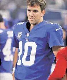  ?? N.Y. Post: Charles Wenzelberg ?? NOT MUCH OF A POKER FACE: Eli Manning’s expression­s often reveal how the Giants are faring.