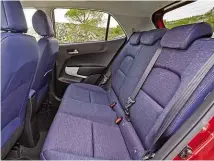  ??  ?? REAR SEATS While the Picanto is the same length as before, an extended wheelbase has boosted legroom