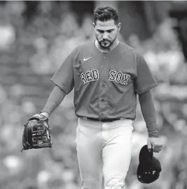  ?? NAncy LAnE / HERALd StAFF ?? ‘I’M NOT A CHEATER’: Red Sox lefty Martin Perez denied allegation­s of doctoring the baseball after another dreadful start on Sunday afternoon against the Blue Jays at Fenway Park.