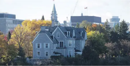  ?? CP FILE ?? The prime minister’s residence at 24 Sussex Dr. in Ottawa. It was closed in 2015 amid disrepair and an infestatio­n of rodents. Prime Minister Justin Trudeau and his family have been living at Rideau Cottage, which is on the grounds of nearby Rideau Hall.