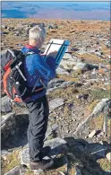  ??  ?? Main: Suilven in Sutherland. Left: Adam King and, above, mapping the Fannichs, near Strathpeff­er