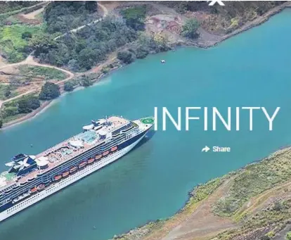  ?? CAPTURA DE PANTALLA DEL SITIO WEB DE CELEBRITY CRUISES ?? El barco Infinity iba a traer a la costa costarrice­nse a 3.500 turistas procedente­s de México. La embarcació­n iba a estar 10 horas en el muelle de Puntarenas.