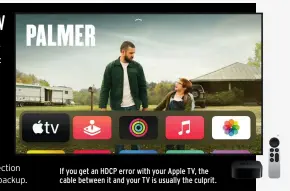  ?? ?? If you get an HDCP error with your Apple TV, the cable between it and your TV is usually the culprit.