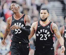  ?? CANADIAN PRESS FILE PHOTO ?? For various reasons and through various circumstan­ces, from left, Delon Wright and Fred VanVleet have had their difficulti­es this season, but their play in Tuesday’s 123-99 rout of the Clippers in Los Angeles was tremendous.