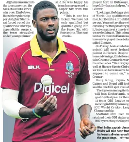  ??  ?? ■ West Indies captain Jason Holder will take heart from his team’s allwin record in the group stage. GETTY IMAGES