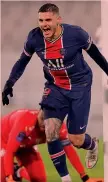  ?? AP ?? Sbloccato Mauro Icardi, 27 anni, autore del gol dell’1-0 del Psg