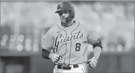  ?? BEN MARGOT/AP ?? Giants' Hunter Pence runs the bases after hitting home run on Aug. 14 in San Francisco.