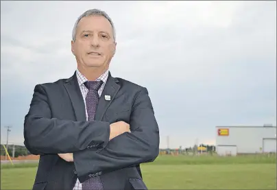  ?? DAVE STEWART/THE GUARDIAN ?? Coun. Kevin Ramsay, chairman of the City of Charlottet­own’s advanced planning, priorities and special projects committee, stands near the future location of the city’s new fire hall. It will be going between Moore Well Drilling Inc. and Atlantic Cat on...