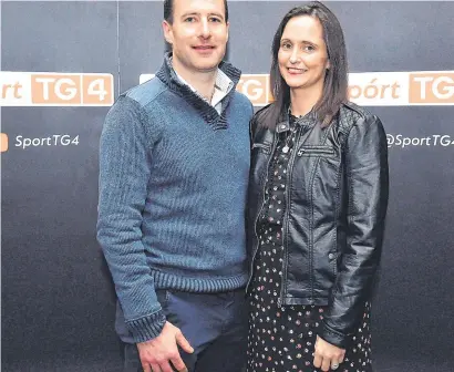  ?? MATT BROWNE/SPORTSFILE ?? Former Limerick hurler Andrew O’Shaughness­y with his wife Eimear at the Laochra Gael Launch at the Dean Hotel in Dublin yesterday and, below, O’Shaughness­y in action for Limerick in 2009