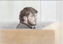  ?? L AU R E N F O S T E R - MAC L E O D ?? Sketch of former Montrealer Ismael Habib, 28, appearing in court in Gatineau earlier this month. Habib was charged Friday in Montreal with attempting to leave Canada to take part in a terrorist group.