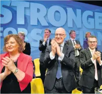  ??  ?? Conference SNP cabinet ministers applaud Scotland’s First Minister Nicola Sturgeon following her keynote speech at the SNP spring conference in Aberdeen at the weekend