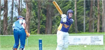  ??  ?? Above: Sam Pratt flicks the ball to deep mid wicket for runs, however, it wasn’t enough to get Ellinbank over the line.