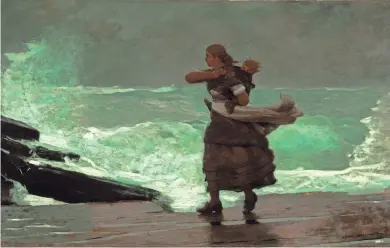  ?? MUSEUM OF ART PHILADELPH­IA ?? At top: "The Life Line" (1884), which depicts a dramatic rescue at sea, is one of the major paintings included in "Coming Away: Winslow Homer and England" at the Milwaukee Art Museum.