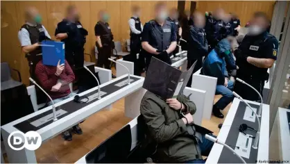  ??  ?? Alleged members of "Gruppe S." (Group S) stand accused of plotting attacks on Muslims, political enemies and asylum seekers