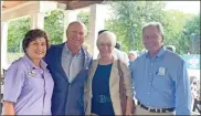  ?? Contribute­d ?? Ansley Saville (from left) and state Sen. Butch Miller take a photo alongside Patti and Mike Baron at Coosa Country Club during a campaign stop on Wednesday morning. Miller is seeking the office of lieutenant governor in 2022.