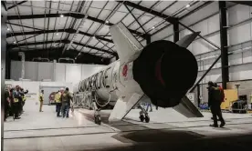  ?? UK Space Agency/PA ?? Virgin Orbit's LauncherOn­e rocket ahead of a failed missiong in Newquay. Photograph: