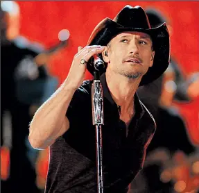  ?? INVISION ?? CHRIS PIZZELLO Tim McGraw is one of the stars due at Jamboree in the Hills.