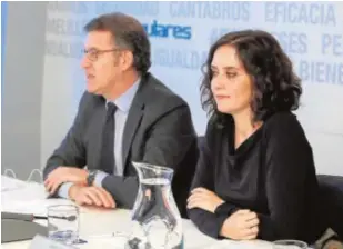  ?? // EFE ?? Alberto Núñez Feijóo e Isabel Díaz Ayuso, en la sede nacional del PP